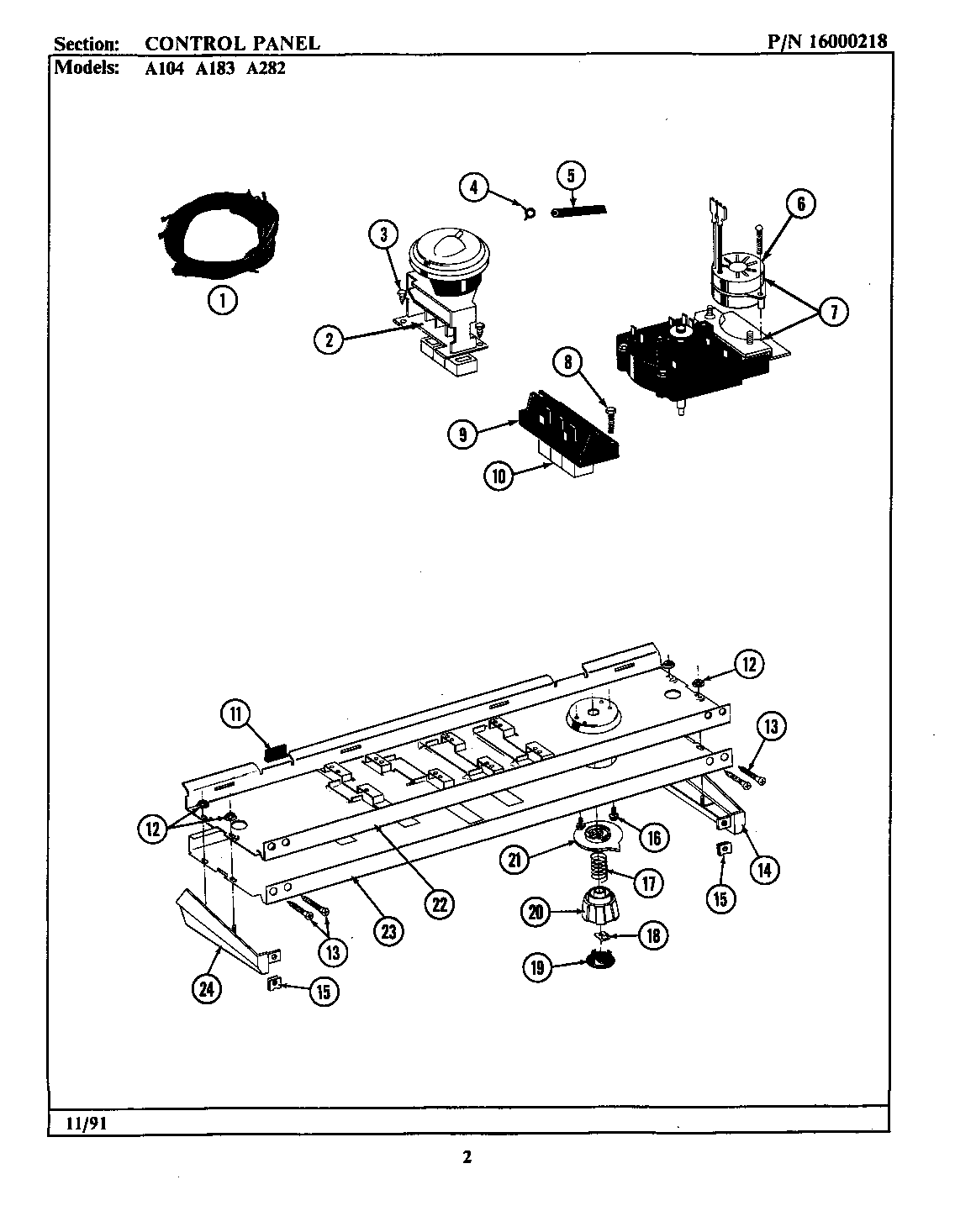 Maytag LA183 control panel diagram