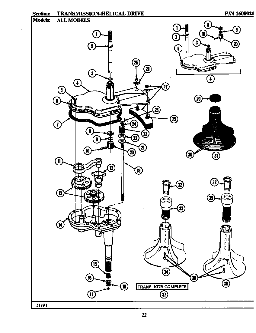 Maytag A190 transmission-helical drive diagram