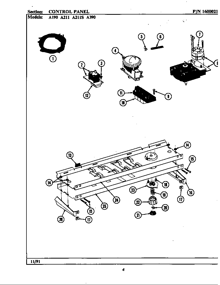 Maytag LA211 control panel diagram