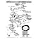 Maytag LA610 top cover, console & lid switch diagram