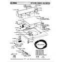 Maytag A305 top cover, console & lid switch diagram