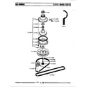 Maytag A305 clutch, brake & belts diagram