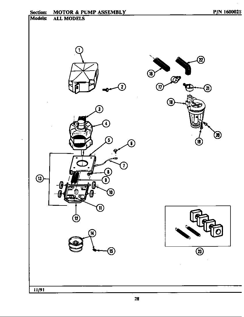 Maytag GA482 motor & pump assembly diagram