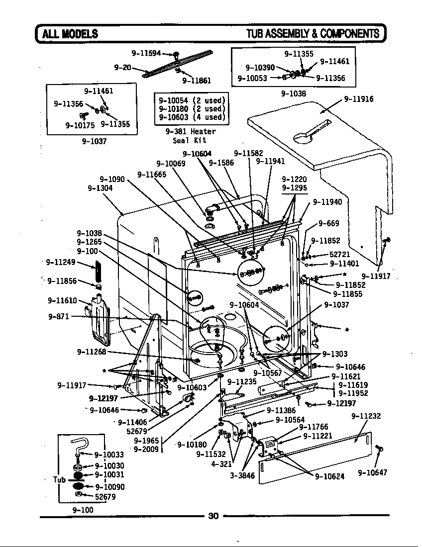 Maytag WU490 tub assembly & components diagram