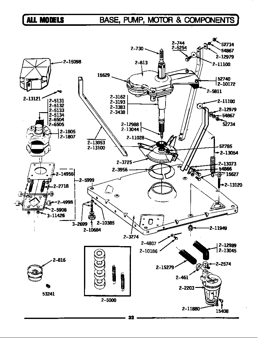 Maytag LA312S base, pump, motor & components diagram