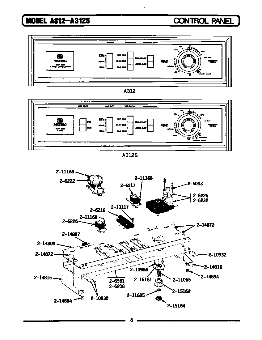 Maytag LA312S control panel diagram