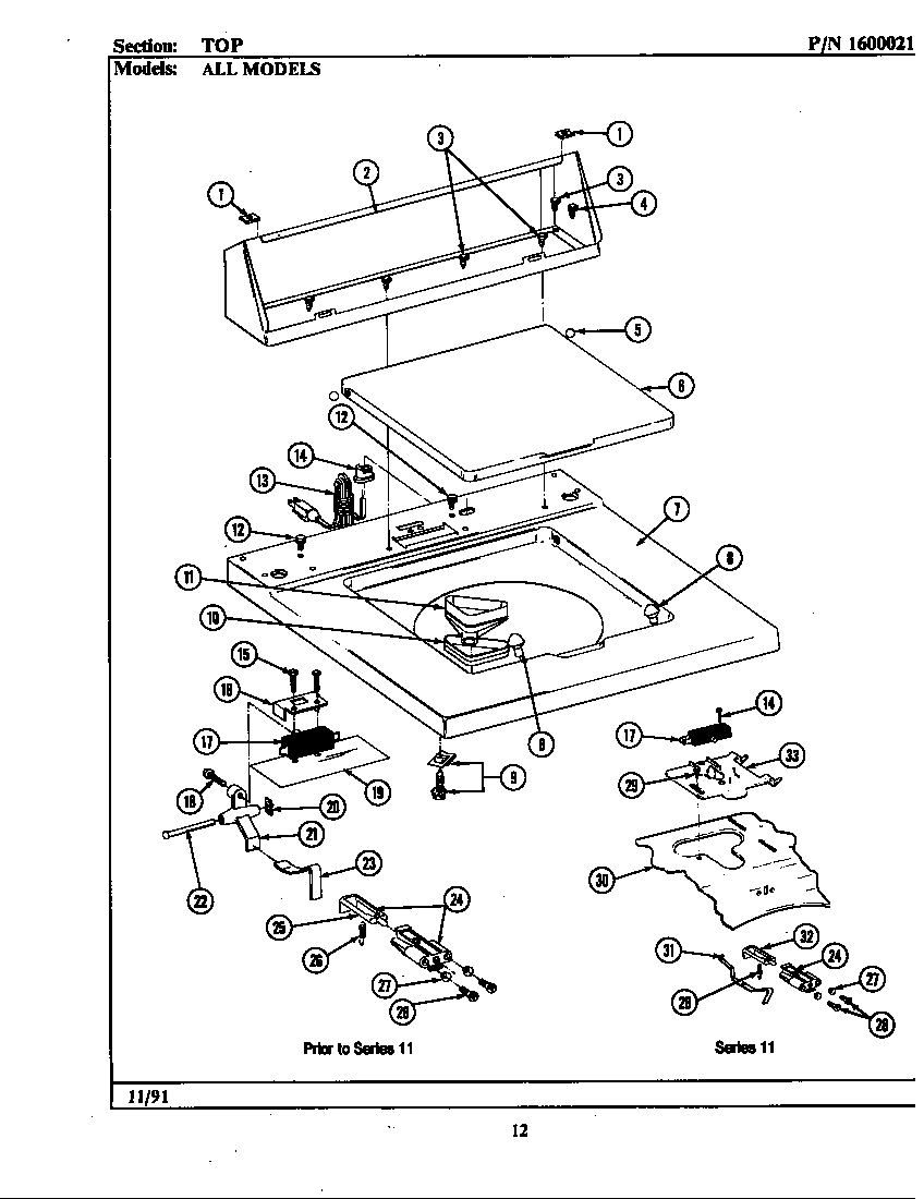 Maytag GA590 top assy. diagram