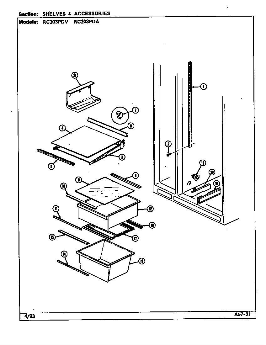 Magic Chef RC203PDV shelves & accessories diagram