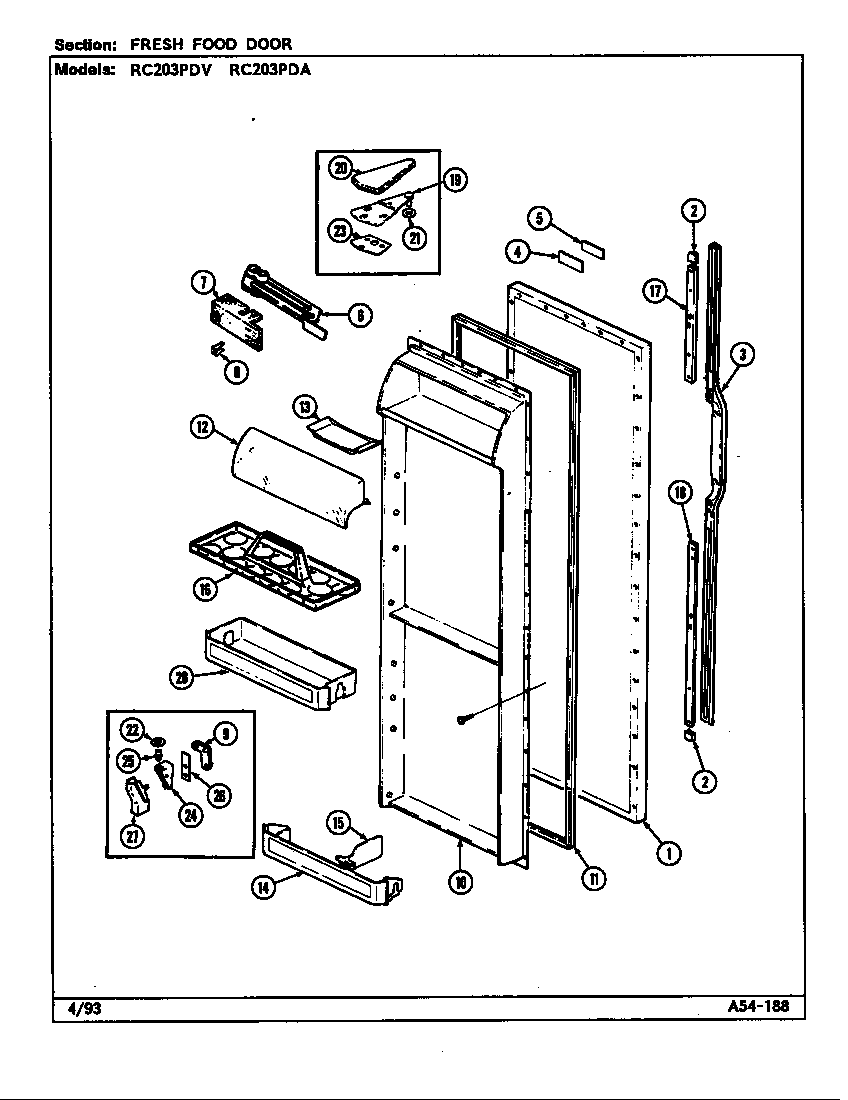 Magic Chef RC203PDV fresh food door diagram