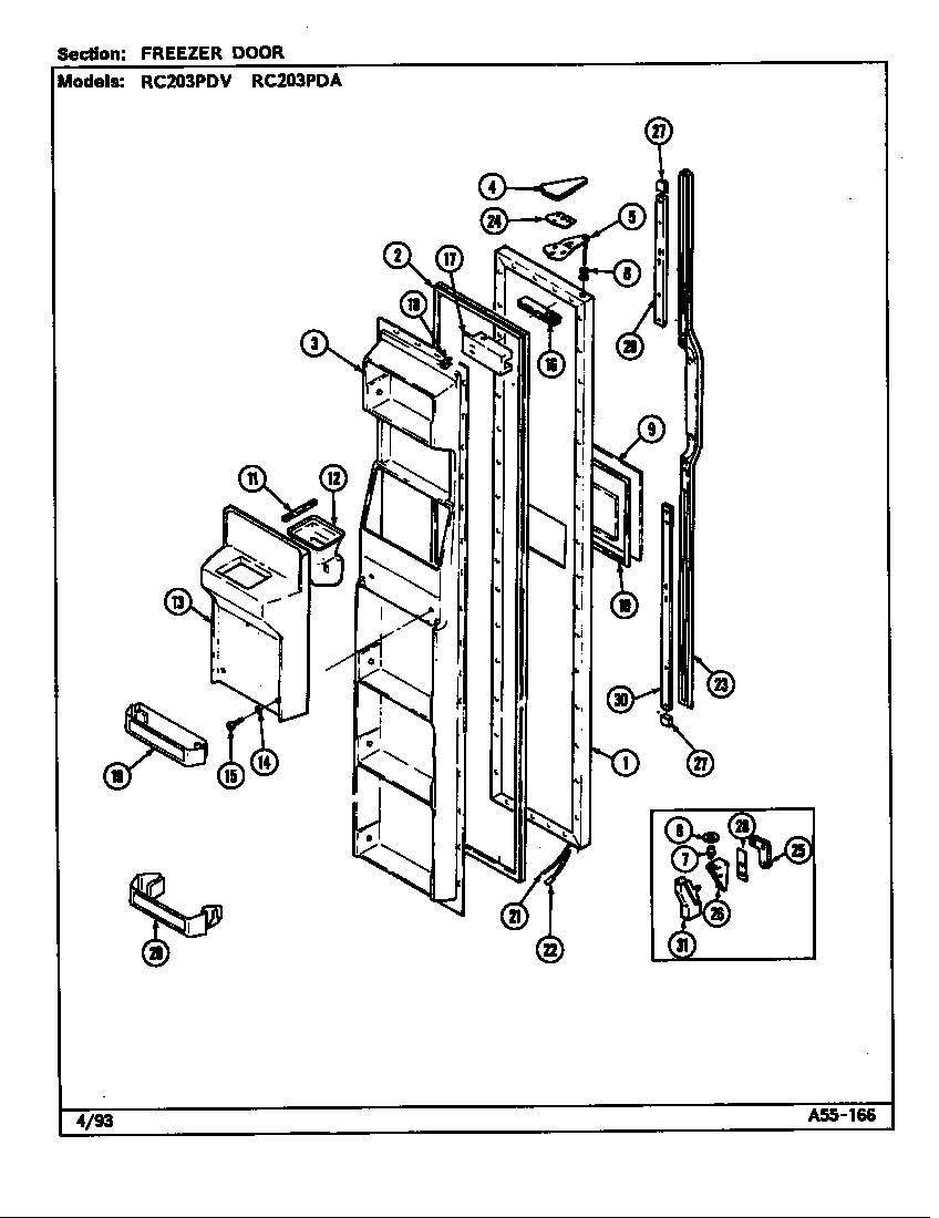 Magic Chef RC203PDV freezer door diagram