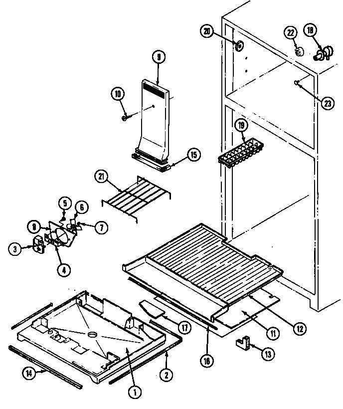 Magic Chef RB170PA/DG28A freezer compartment (rb170pa/dg28a) (rb170pw/dg25a) (rb170pw/dg25c) diagram