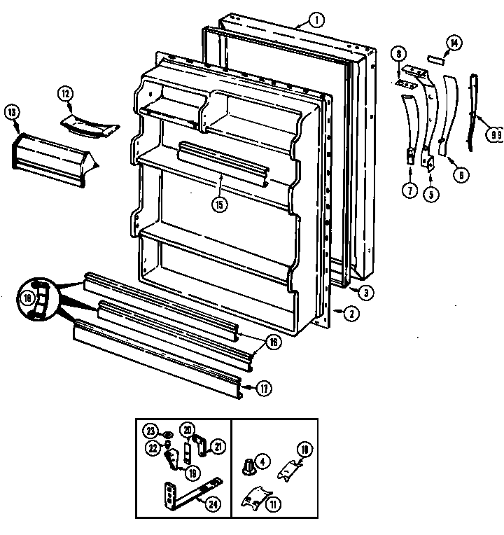 Magic Chef RB170PA/DG28A fresh food door diagram