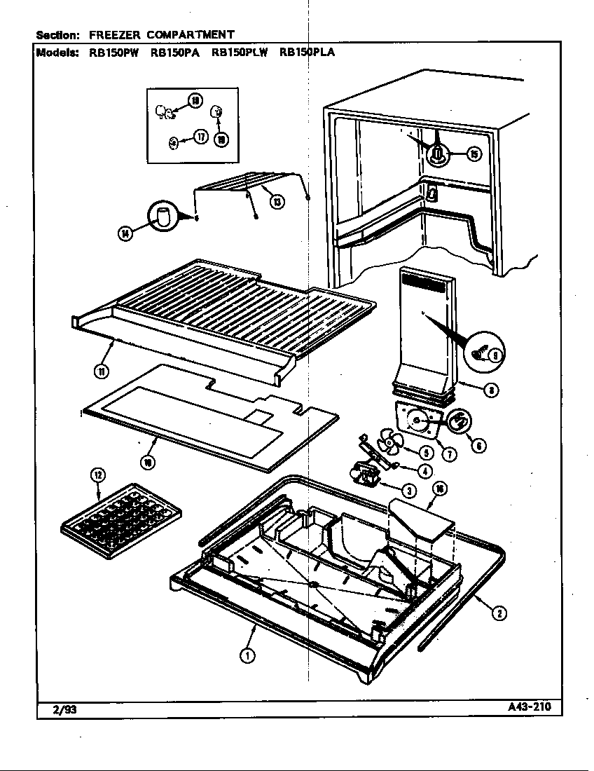 Magic Chef RB150PLW/DG07A freezer compartment diagram