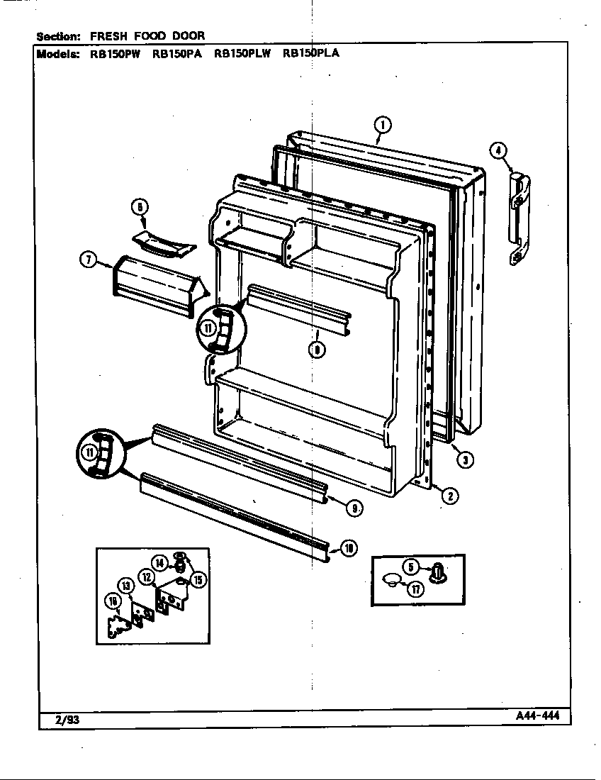 Magic Chef RB150PLW/DG07A fresh food door diagram