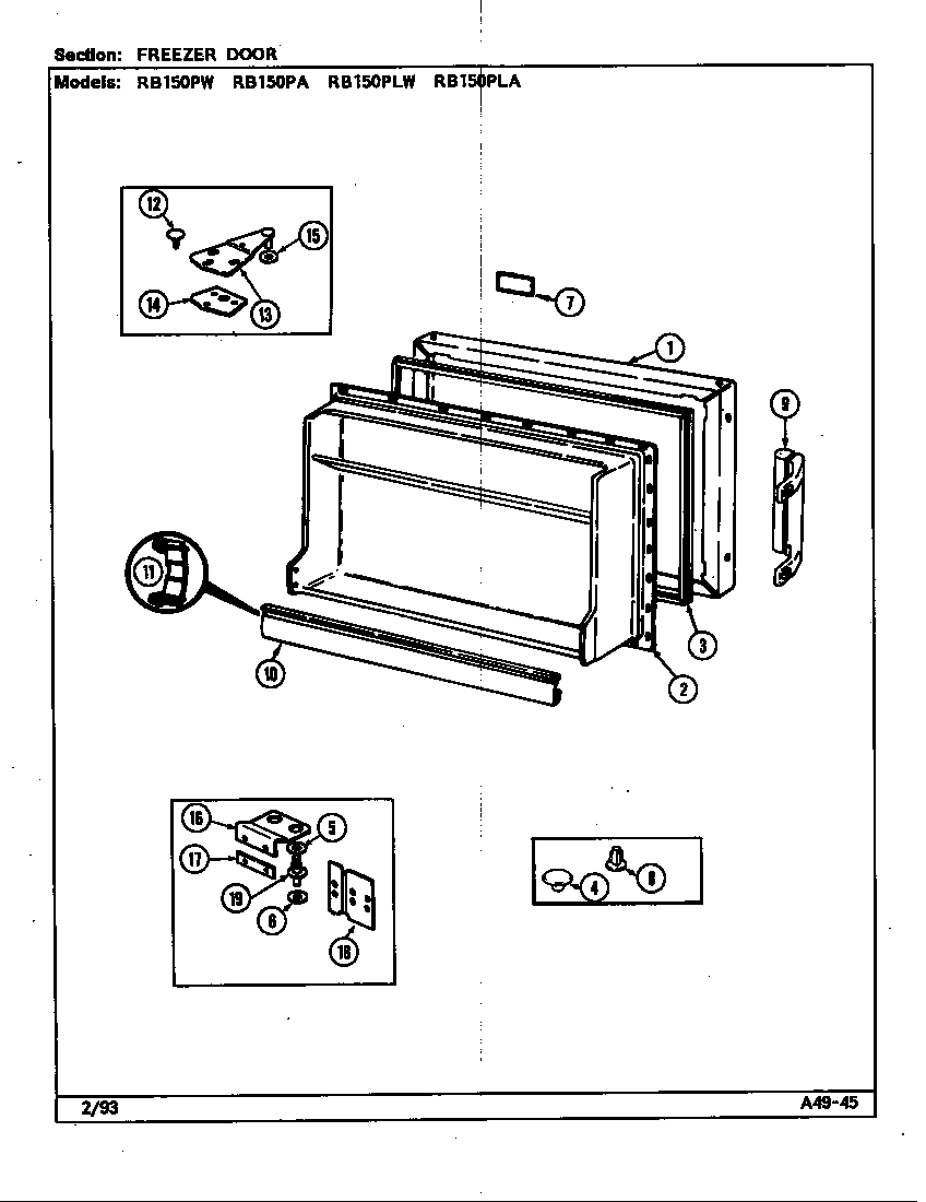 Magic Chef RB150PLW/DG07A freezer door diagram