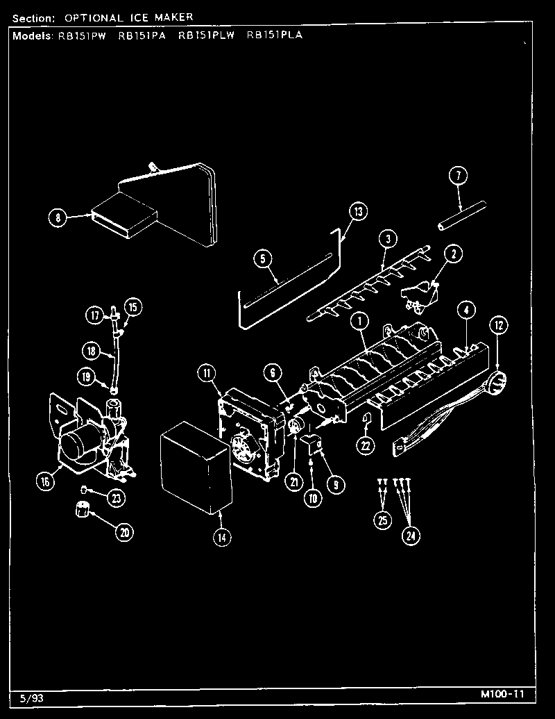 Magic Chef RB151PLA/DG04A optional ice maker diagram