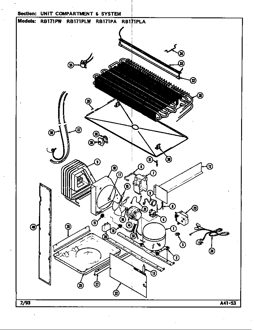 Magic Chef RB171PA/DG21A unit compartment & system (rb171pa/dg23a) (rb171pla/dg24a) (rb171plw/dg22a) (rb171pw/dg21a) diagram