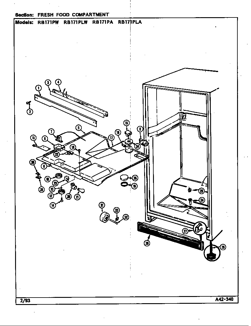Magic Chef RB171PA/DG21A fresh food compartment (rb171pa/dg23a) (rb171pla/dg24a) (rb171plw/dg22a) (rb171pw/dg21a) diagram