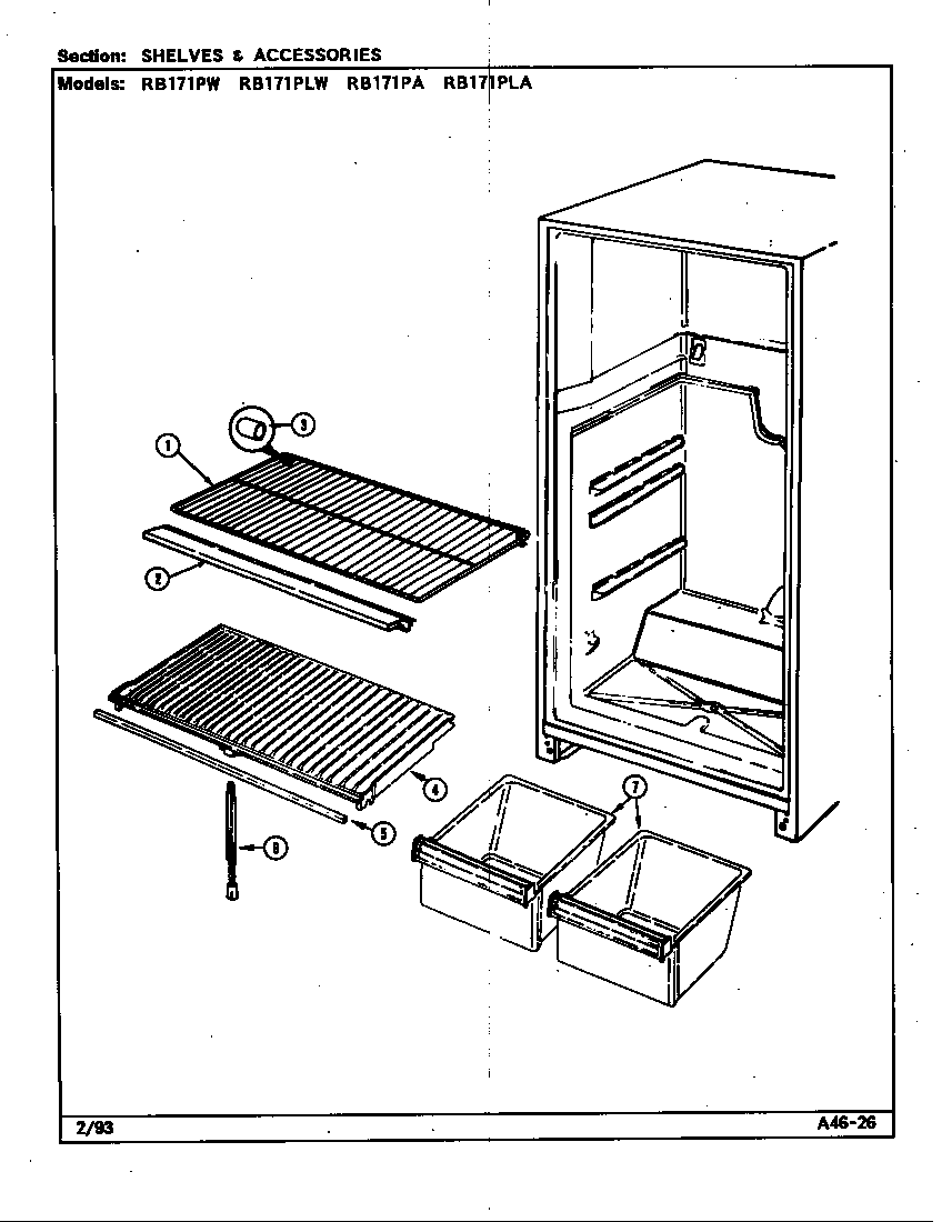 Magic Chef RB171PA/DG21A shelves & accessories (rb171pa/dg23a) (rb171pla/dg24a) (rb171plw/dg22a) (rb171pw/dg21a) diagram