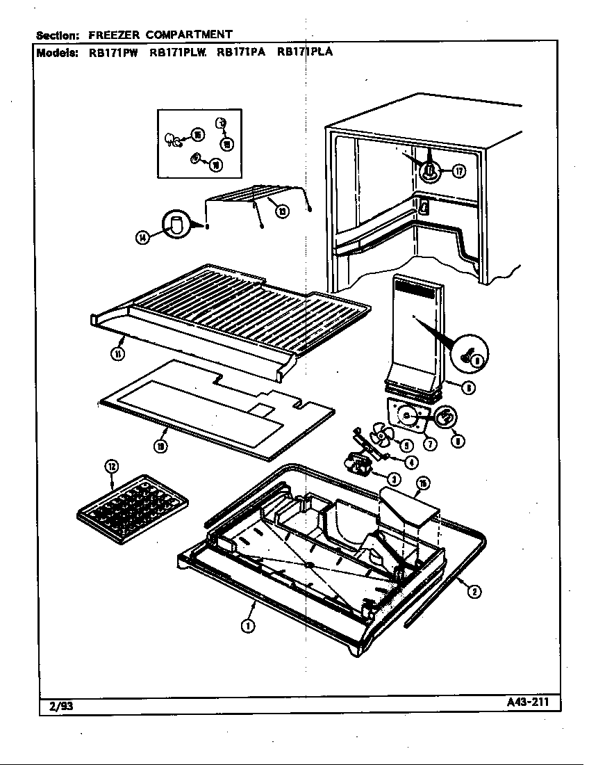 Magic Chef RB171PA/DG21A freezer compartment (rb171pa/dg23a) (rb171pla/dg24a) (rb171plw/dg22a) (rb171pw/dg21a) diagram