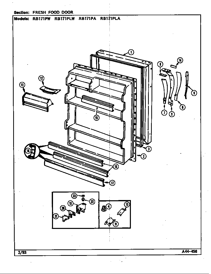 Magic Chef RB171PA/DG21A fresh food door (rb171pa/dg23a) (rb171pla/dg24a) (rb171plw/dg22a) (rb171pa/dg21a) (rb171pla/dg22a) diagram