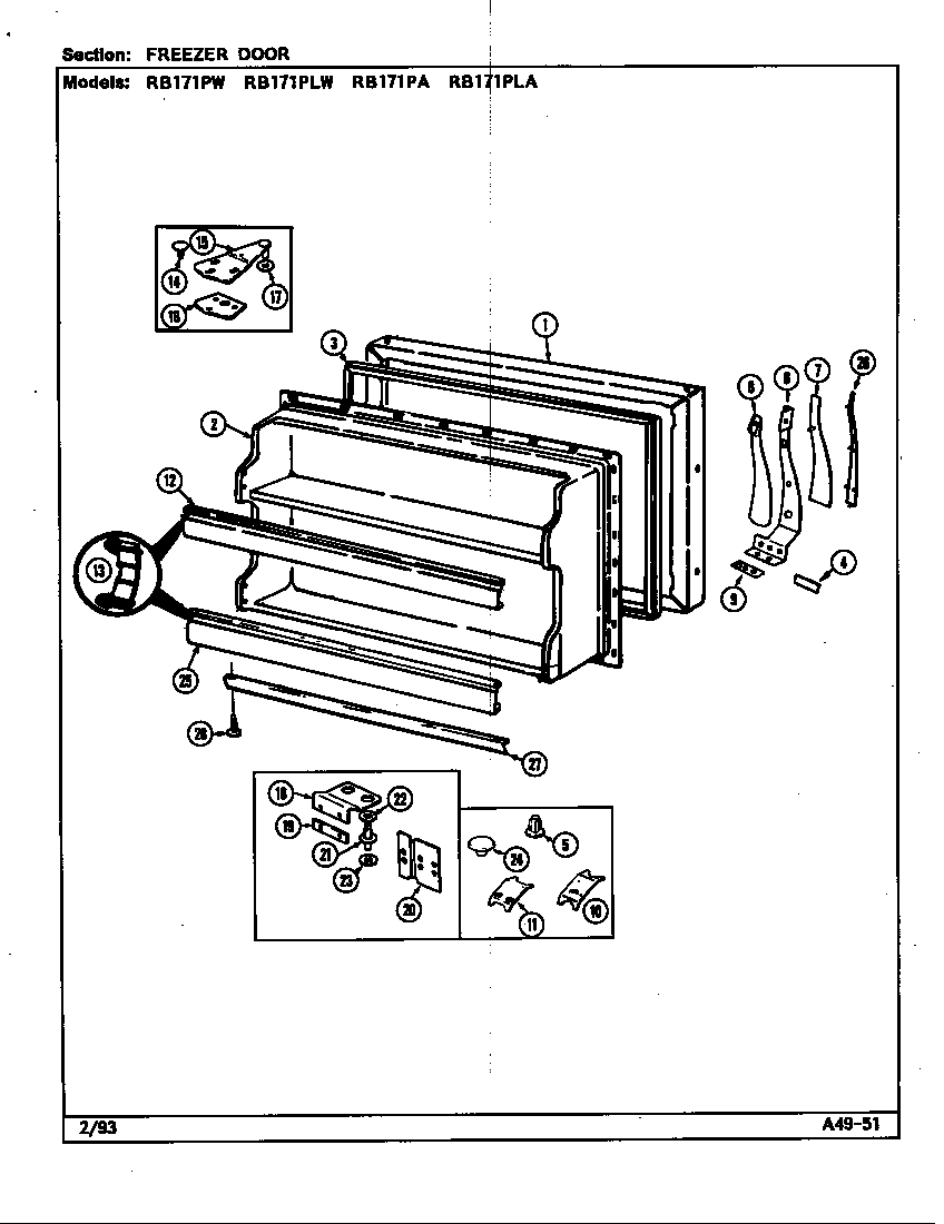 Magic Chef RB171PA/DG21A freezer door (rb171pa/dg23a) (rb171pla/dg24a) (rb171plw/dg22a) (rb171pw/dg21a) diagram
