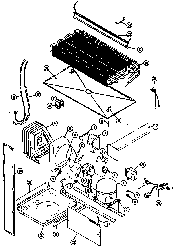 Magic Chef RB153PA/DG19A unit compartment & system diagram