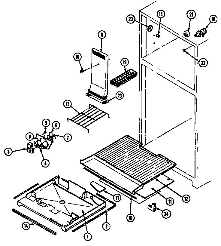 Magic Chef RB153PA/DG19A freezer compartment diagram