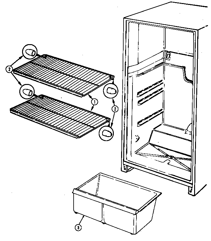 Magic Chef RB150PLW/DG07B shelves & accessories diagram