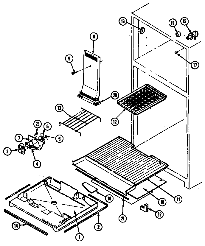 Magic Chef RB150PLW/DG07B freezer compartment diagram