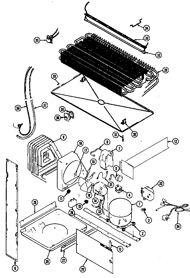Magic Chef RB151PLW/DG02C unit compartment & system diagram