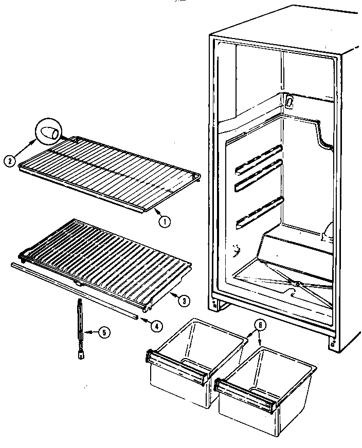 Magic Chef RB151PLW/DG02C shelves & accessories diagram