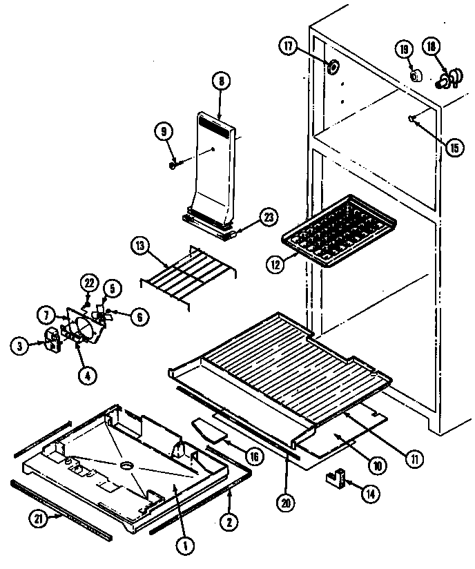 Magic Chef RB151PLW/DG02C freezer compartment diagram