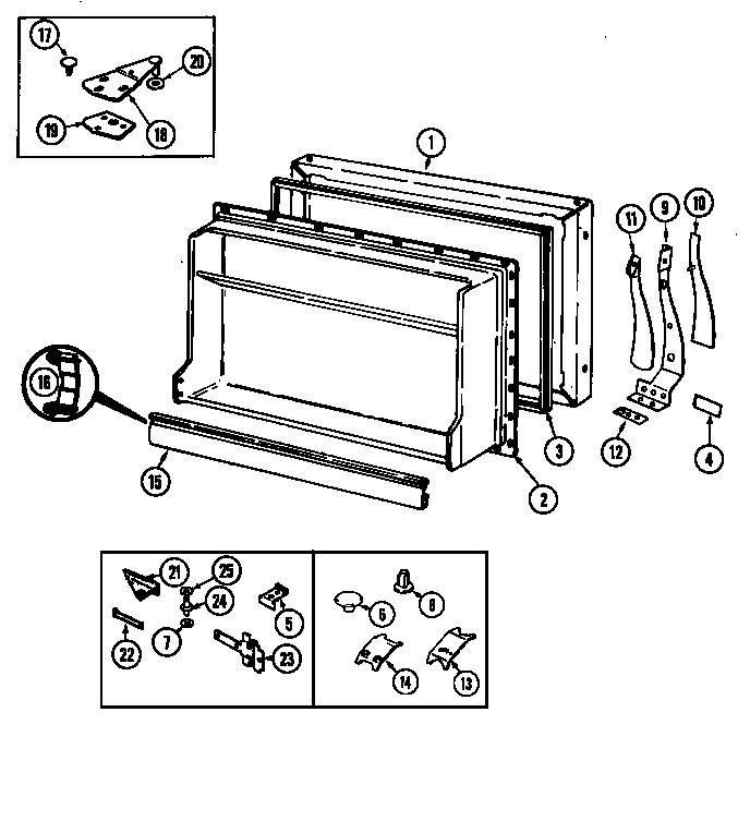 Magic Chef RB151PLW/DG02C freezer door diagram