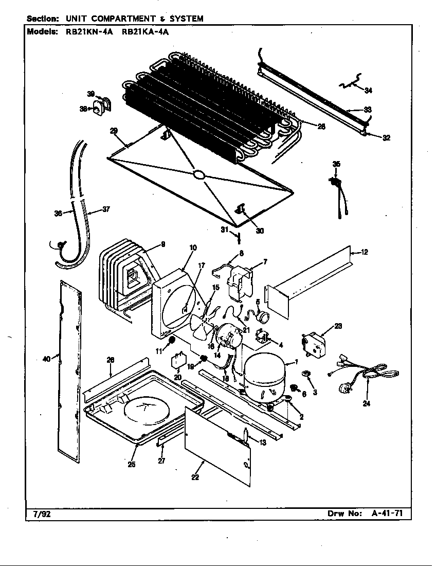 Magic Chef RB21KN-4A/CG82A unit compartment & system (rb21ka-4a/cg83a) (rb21kn-4a/cg82a) diagram