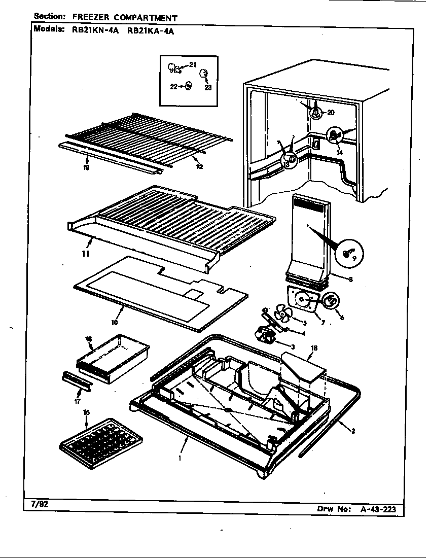 Magic Chef RB21KN-4A/CG82A freezer compartment (rb21ka-4a/cg83a) (rb21kn-4a/cg82a) diagram