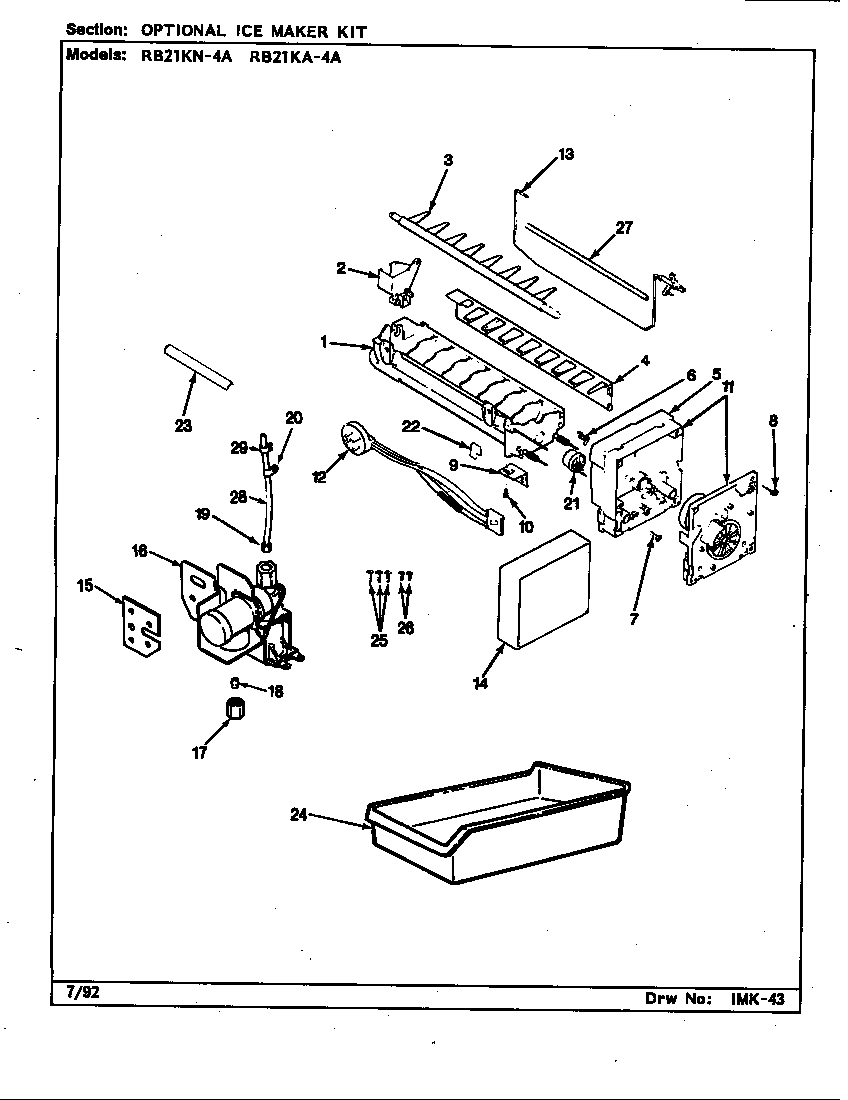 Magic Chef RB21KN-4A/CG82A optional ice maker kit (rb21ka-4a/cg83a) (rb21kn-4a/cg82a) diagram