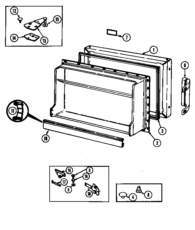 Magic Chef RB150PA freezer door diagram