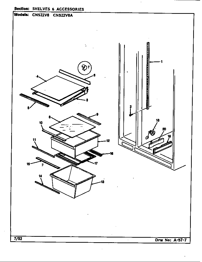 Crosley CNS22V8/BR16A shelves & accessories diagram