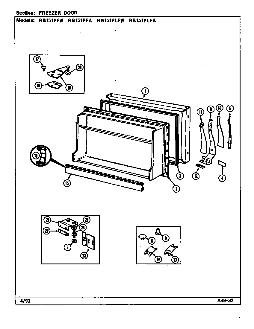 Magic Chef RB151PFW/DG11A freezer door diagram