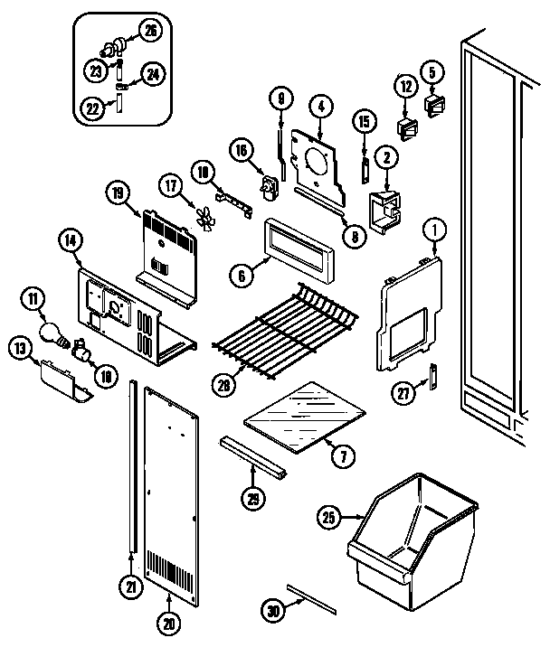 Maytag GS24X8D3V-DP83A freezer compartment diagram