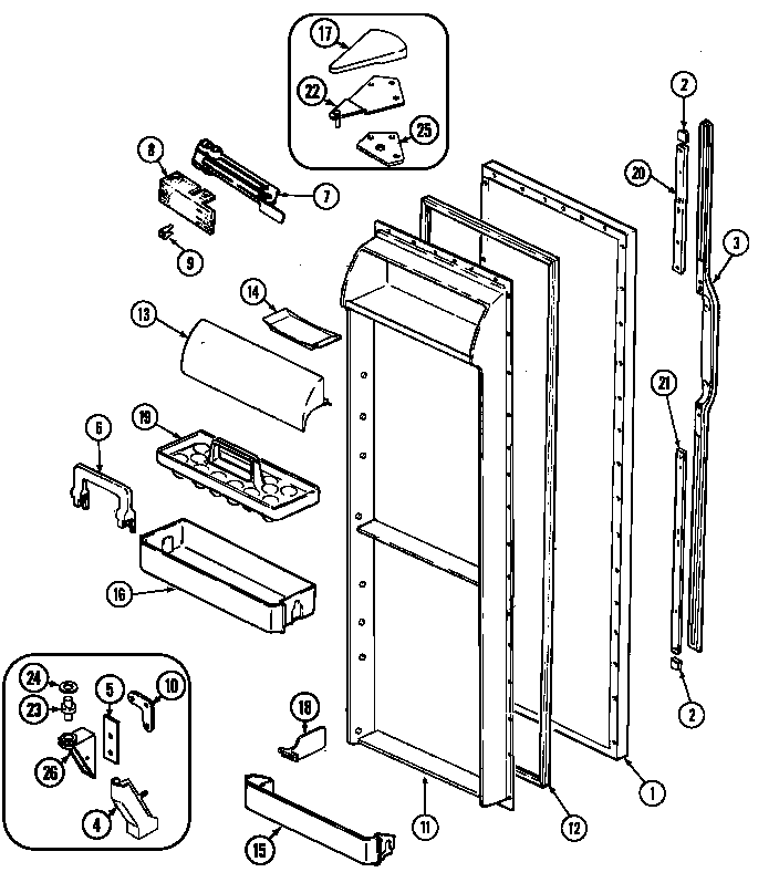 Maytag GS24X8D3V-DP83A fresh food door diagram