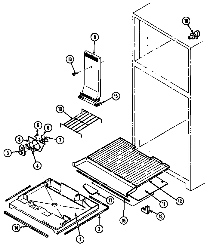 Magic Chef RB151PLFA/DG12C freezer compartment (rb151pfa/dg13c) (rb151pfw/dg11c) (rb151plfa/dg14c) (rb151plfw/dg12c) diagram