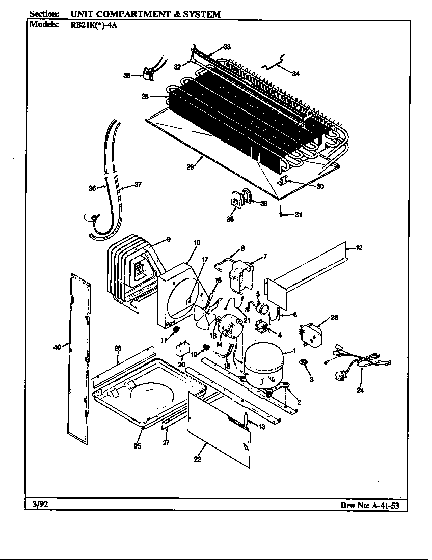 Magic Chef RB21KN-4A/BG71C unit compartment & system (rb21kn-4a/bg71c) diagram