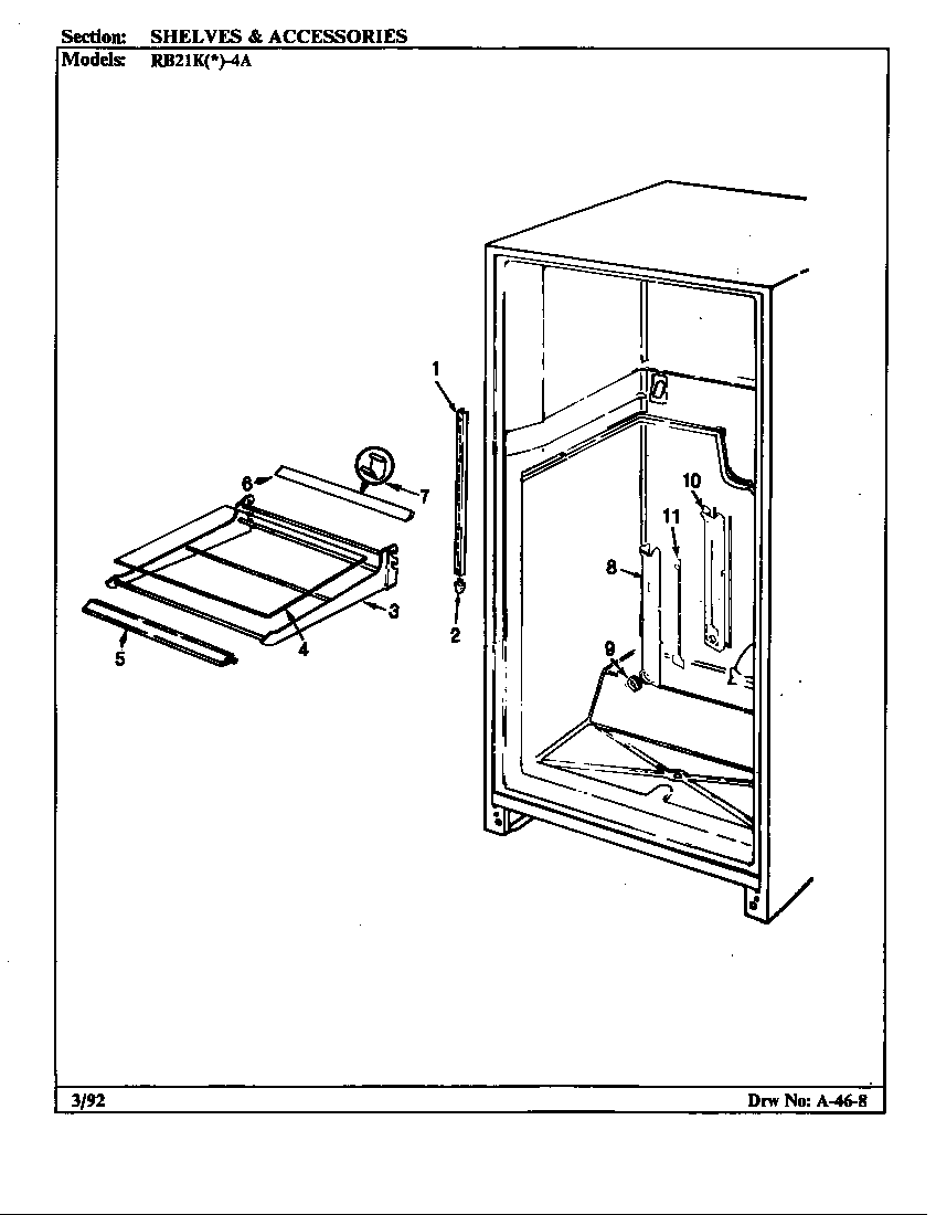 Magic Chef RB21KN-4A/BG71C shelves & accessories (rb21kn-4a/bg71c) diagram