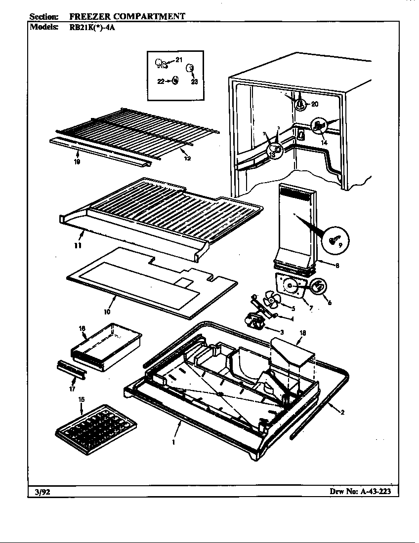 Magic Chef RB21KN-4A/BG71C freezer compartment (rb21kn-4a/bg71c) diagram