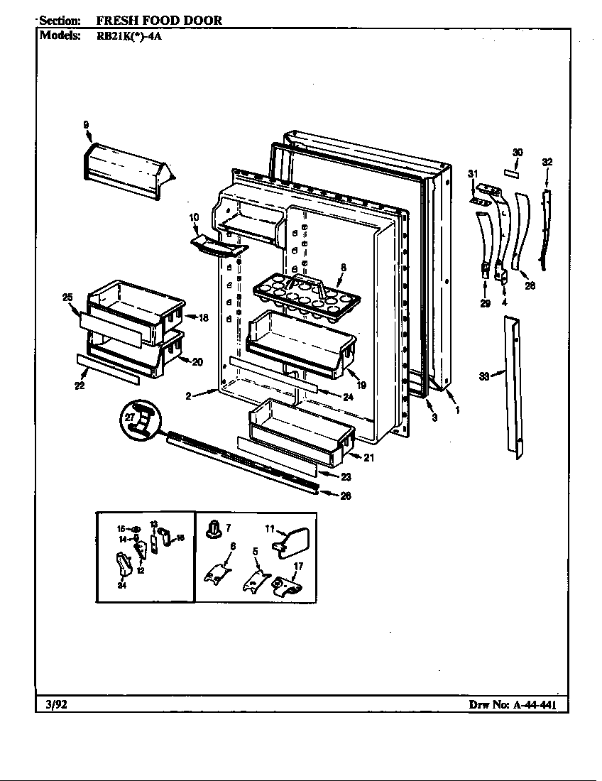 Magic Chef RB21KN-4A/BG71C fresh food door diagram