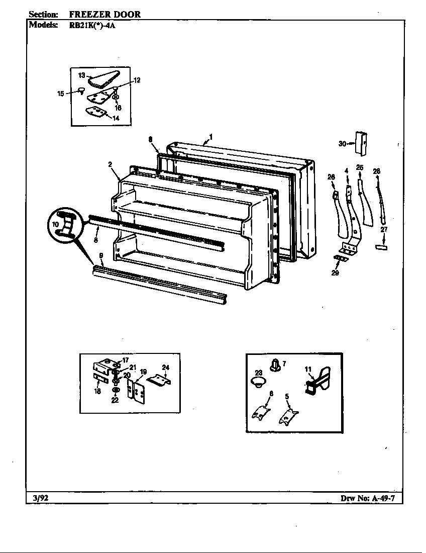 Magic Chef RB21KN-4A/BG71C freezer door (rb21kn-4a/bg71c) diagram