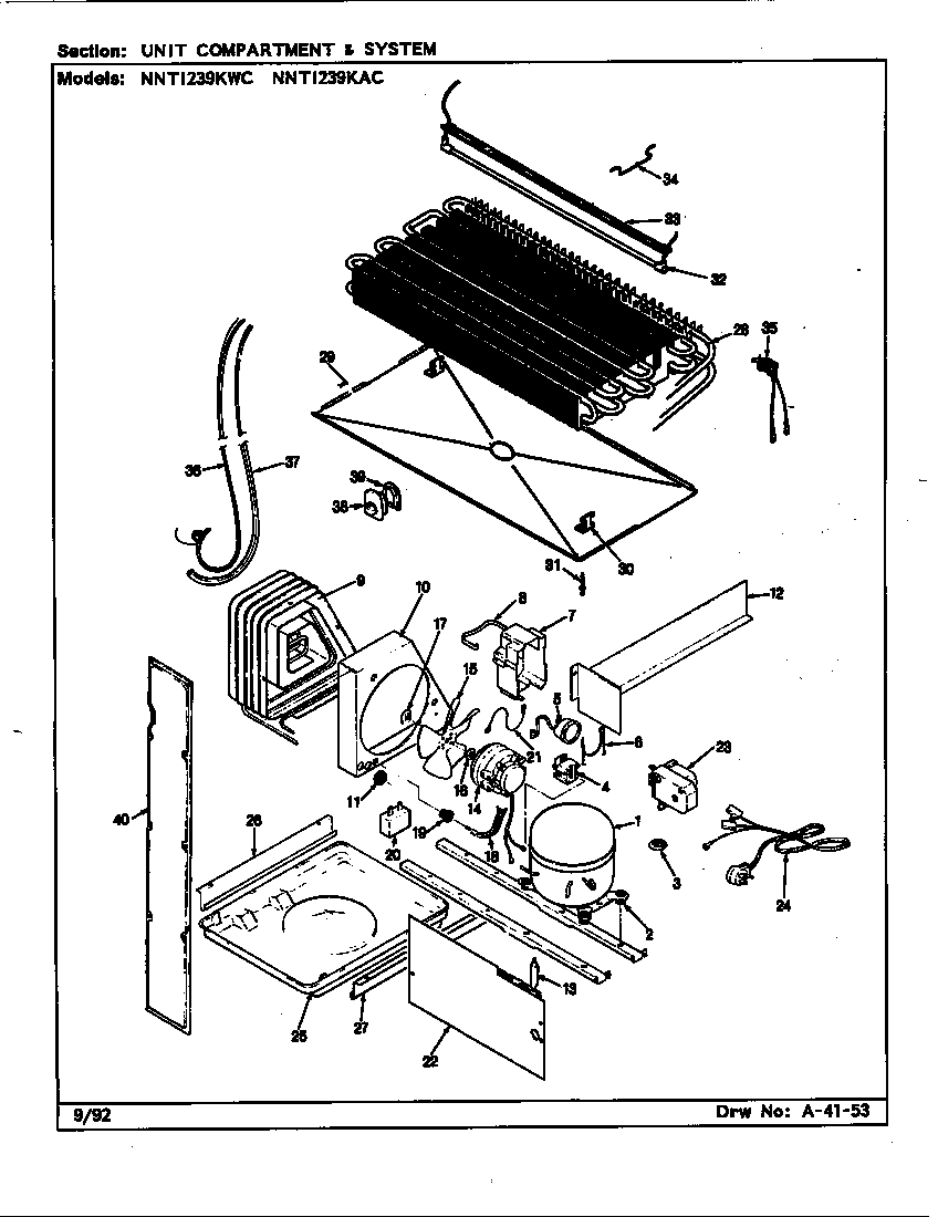 Norge NNTI239KWC/CC91A unit compartment & system diagram