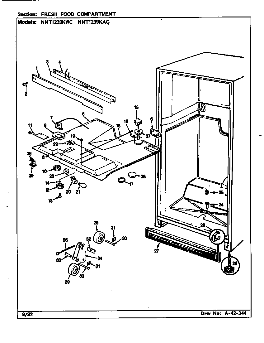 Norge NNTI239KWC/CC91A fresh food compartment diagram
